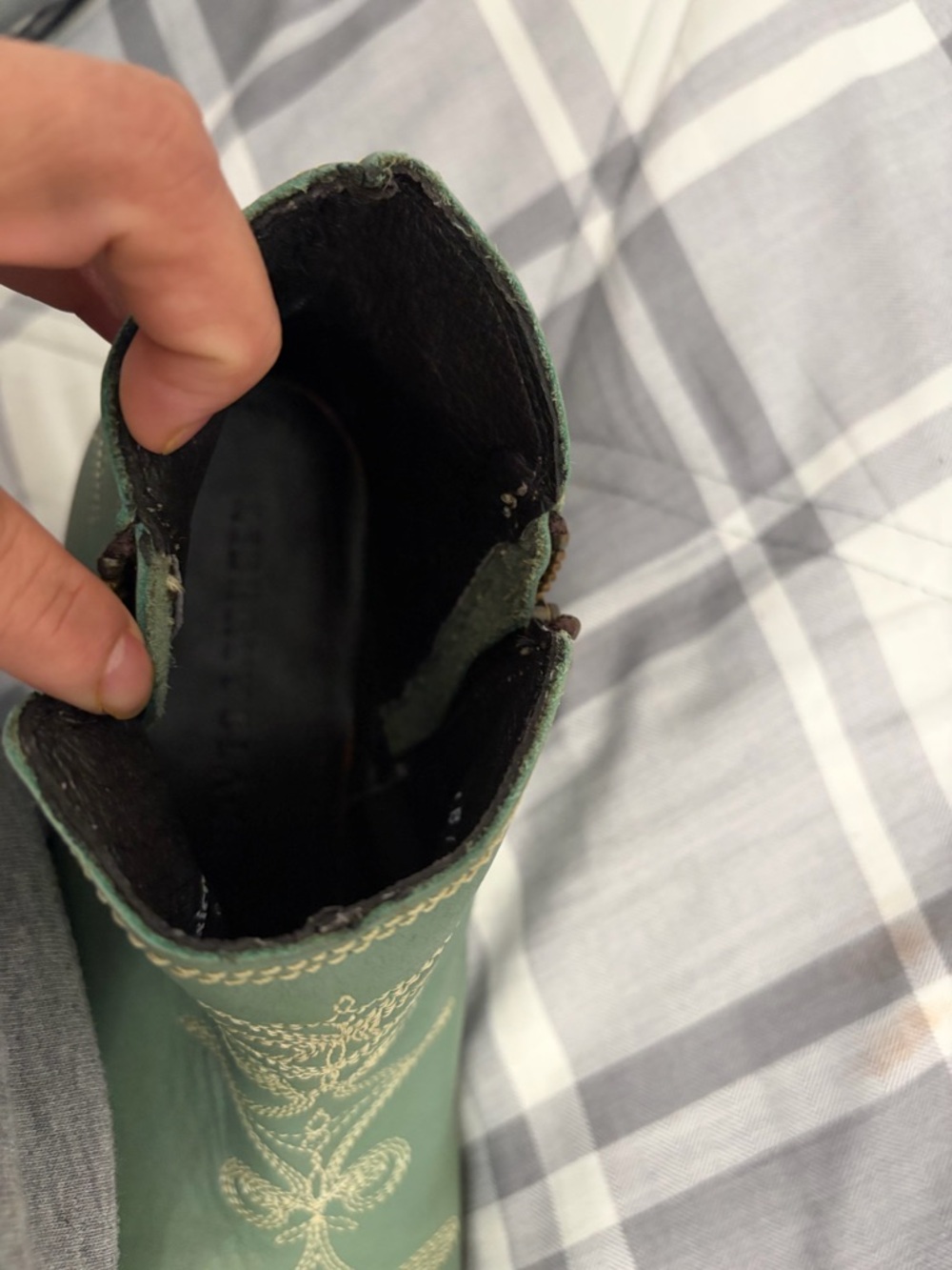 Liberty Black Women's Green mint Embroidered Leather Ankle Boots size 8.5 - Picture 10 of 10